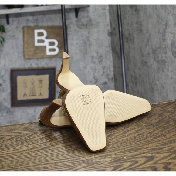 Michael Michael Kors Crocodile Print Darrington Sling Pumps Chestnut Brown 10M - Picture 5 of 11